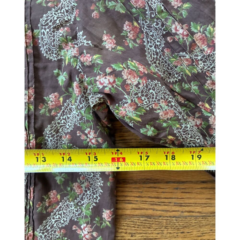 DOEN Brown Floral Button Up Shirt Top Blouse Women's Size XS - Picture 9 of 12